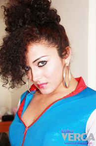 Lusty Latina Shemale With Her Curly Hair Up