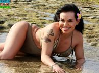 Pretty Shemale Teasing In Swimwear Outdoors - sexy transsexual
